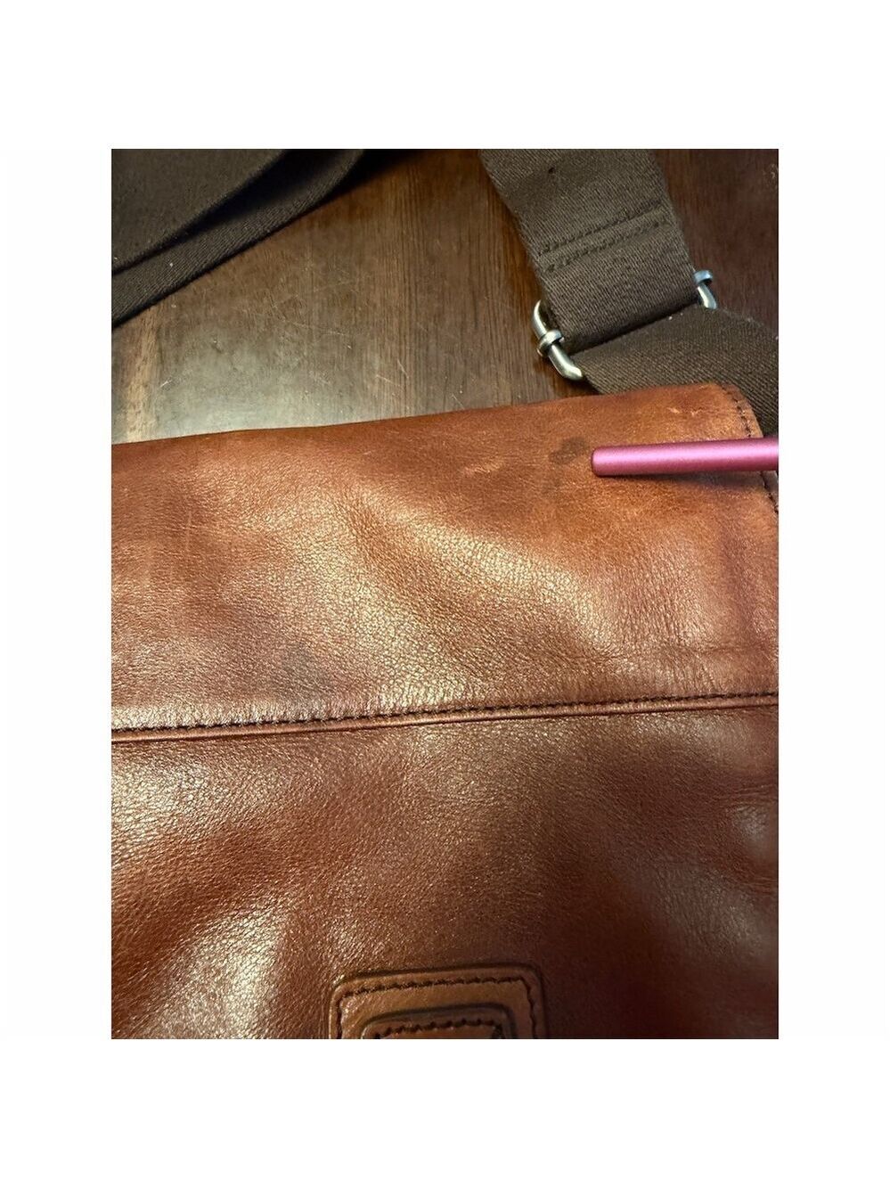 Fossil Messenger Bag Mens Large Brown Crossbody Shoulder Laptop Briefcase - Picture 12 of 14